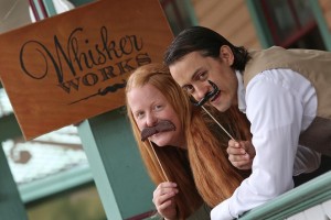 Amber and Alex Babcock, co-owners of Whisker Works, have cornered the mustache-on-a-stick market from their Sanford home. The couple are making the quirky items as well as marketing and selling them on the Internet. (Red Huber / Orlando Sentinel)